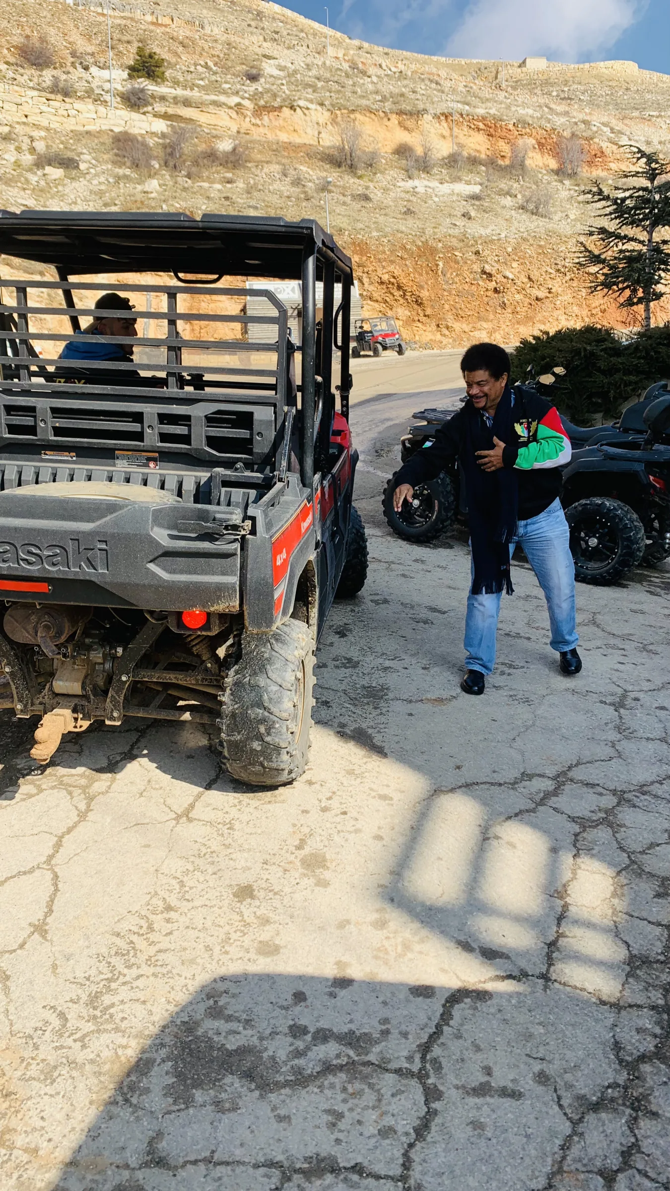 A buggy on a mountain track on an off-road day