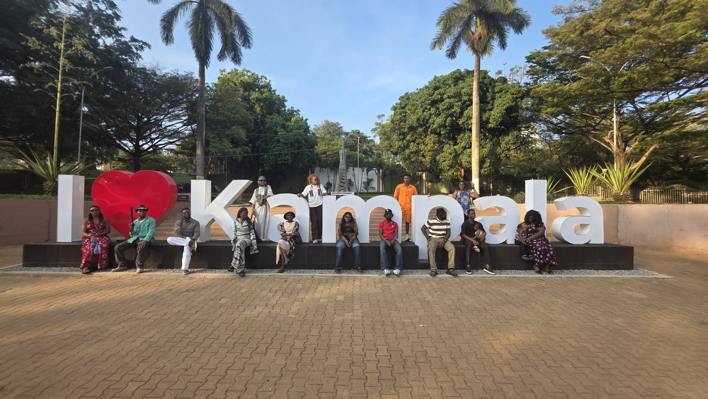 The group at the I Love Kampala sign