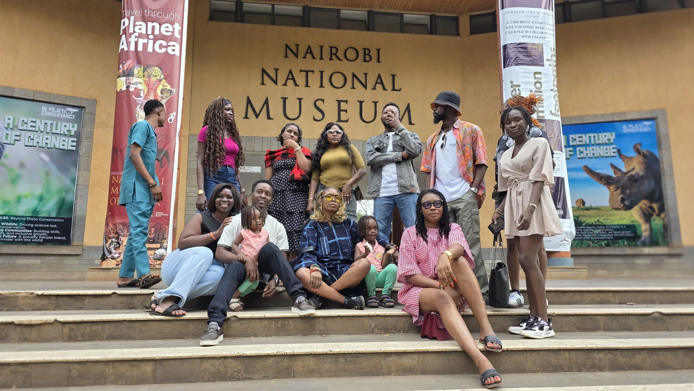 The group on the steps of the Nairobi National Museum