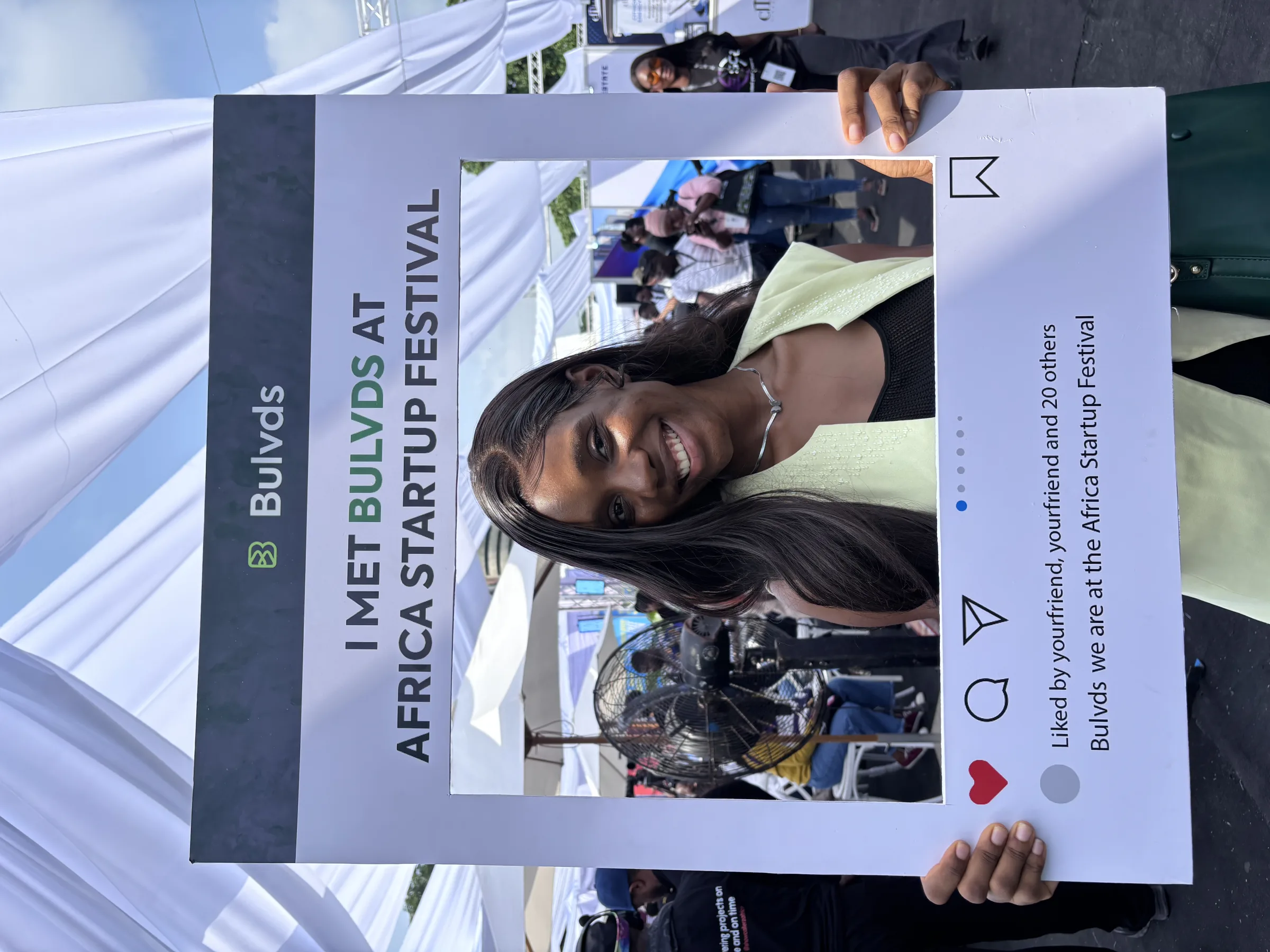 A member holding a BULVDS frame at the Africa Startup Festival